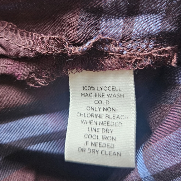 Loft purple blue plaid off the shoulder blouse top Womens Large - Picture 6 of 6